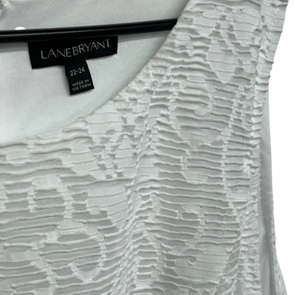 Lane‎ Bryant White Lace Dress Womens Plus Size 22-24 Sleeveless A Line - Picture 6 of 8
